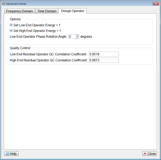 Design Operator Advanced Controls Tab