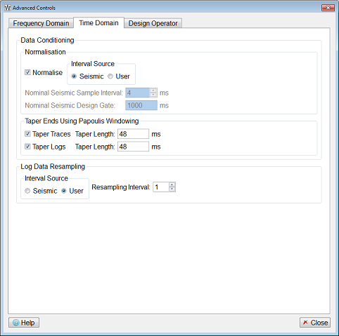 Time Domain Advanced Controls Tab