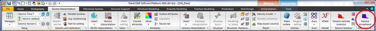 Petrel Seismic Interpretation toolbar