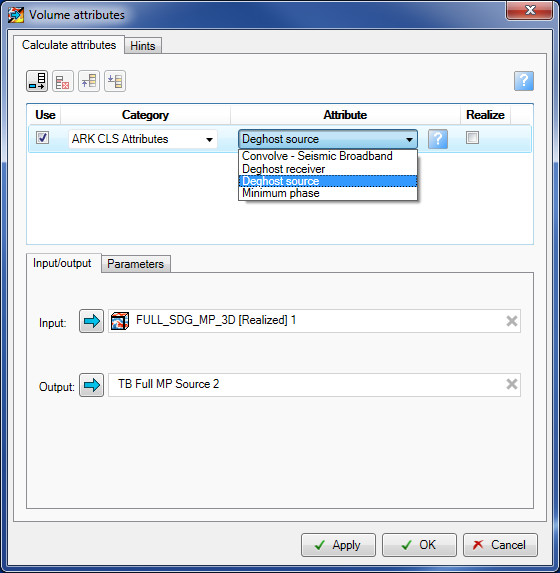 Volume attributes processing