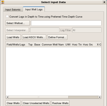 Database Well Log Loading (From Synthetic Siesmic)