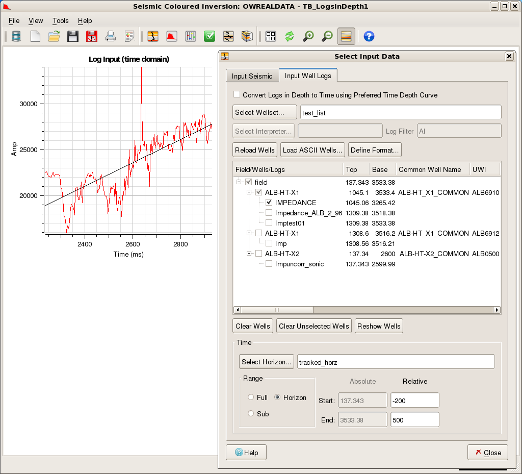 Modify Well Log Time Range (Horizon)