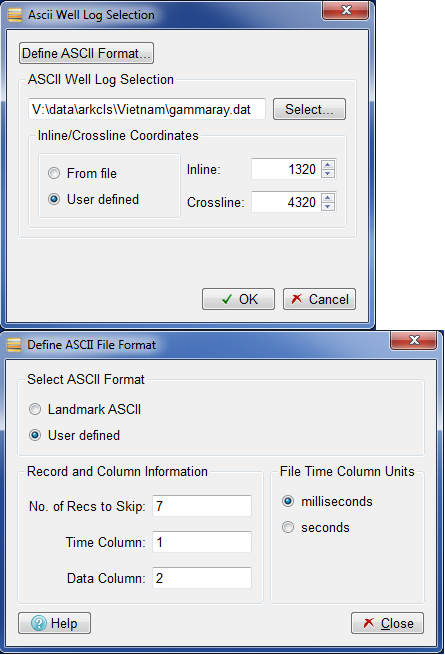 Adding ASCII Well Logs to Seismic View