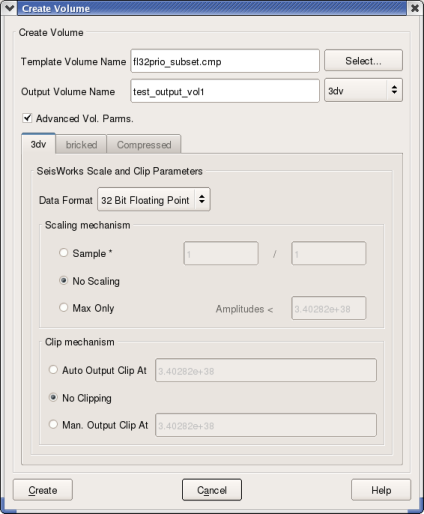 Create New Seismic Volume - Advanced Volume Parameters (.3dv Tab). 2003.12 (L), R5000 (R)