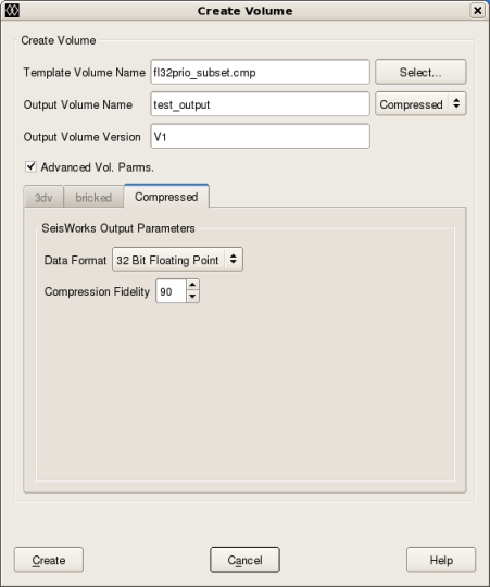 Create New Seismic Volume - Advanced Volume Parameters (Compressed Tab). 2003.12 (L), R5000 (R)