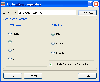 Application Diagnostics Dialog