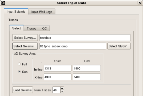 Select Input Data dialog (Input Seismic tab) for 3D project