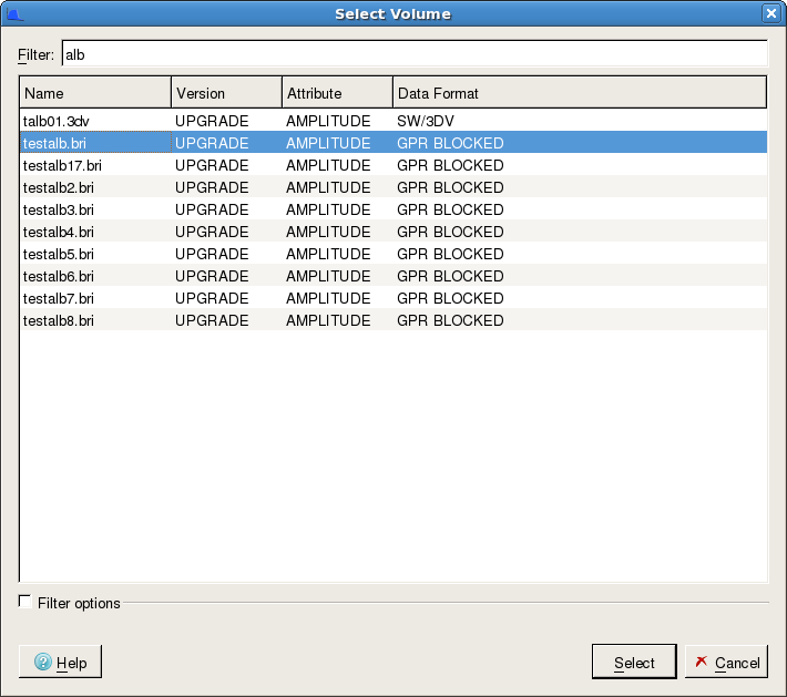 Select Output Seismic Volume